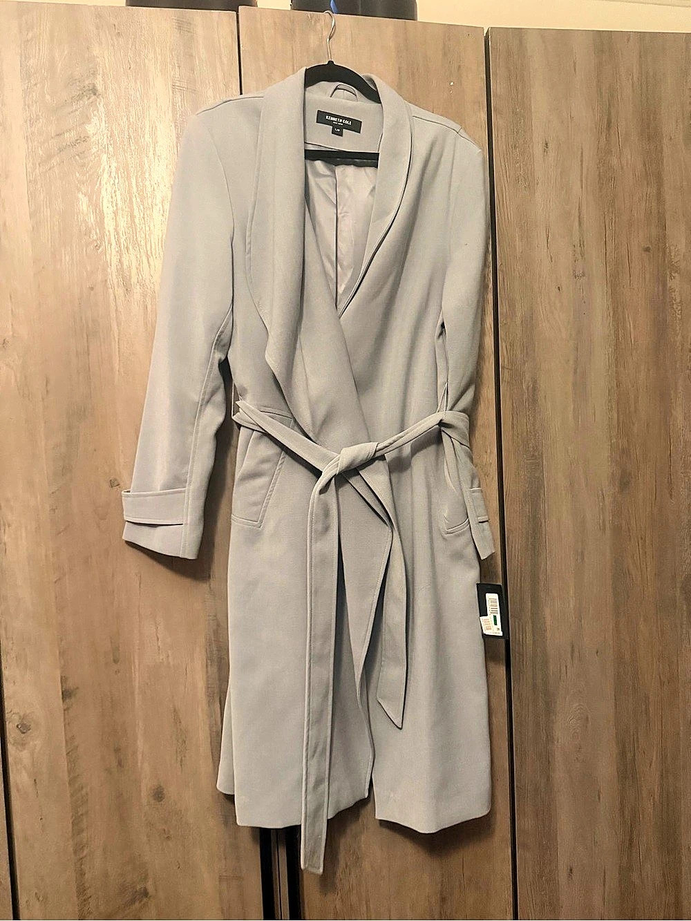 Kenneth Cole Women's Belted Trench Coat Gray Large